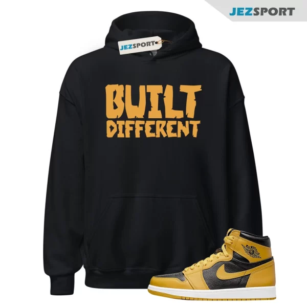 Black BUILT Hoodie for Air Jordan 1 Retro High OG Pollen University Gold, 555088 701 Matching Sneaker Hoodie