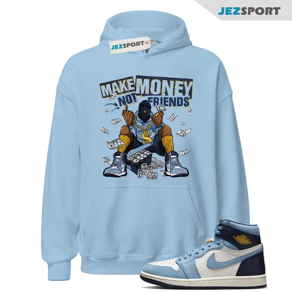 Air Jordan 1 Retro High OG First in Flight Hoodie Match Make Money Not Friends, Matching Sneaker Hoodie