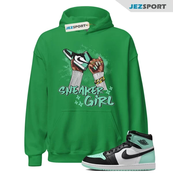 High OG Green Glow 1s Hoodie Match Sneaker Girl Nail, DZ5485-130 Matching Sneaker Hoodie