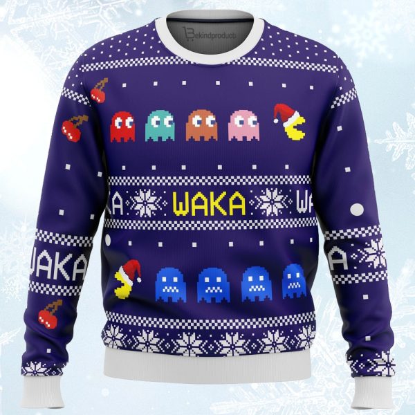 PACMAN Waka Waka Ugly Christmas Sweater For Men & Women Christmas Gift Sweater Jezsport.com