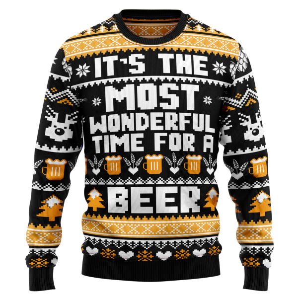 Wonderful Time For A Beer Ugly Christmas Sweater , Christmas Gift Jezsport.com