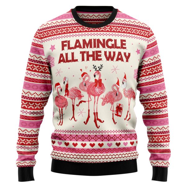 Flamingo Flamingle All The Ways Ugly Christmas Sweater Jezsport.com