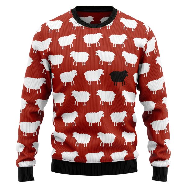 Sheep Black And White Ugly Christmas Sweater Jezsport.com