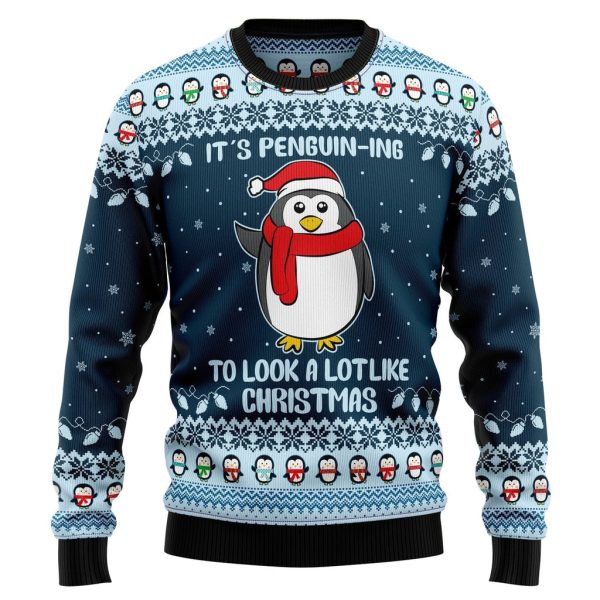 It's Penguin-ing christmas Ugly Christmas Sweater For Men & Women Christmas Gift Sweater Jezsport.com