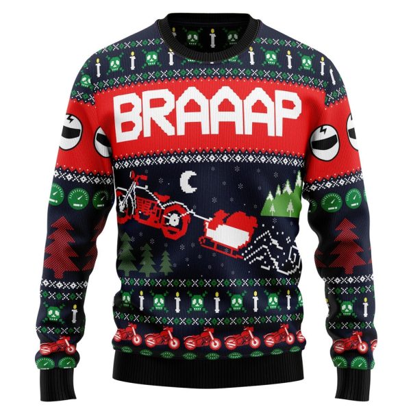 Motorbike Braaap Ugly Christmas Sweater For Men & Women Christmas Gift Sweater Jezsport.com