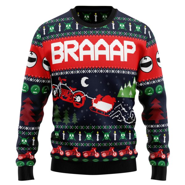 Motorbike Braaap Ugly Christmas Sweater , Christmas Gift Jezsport.com