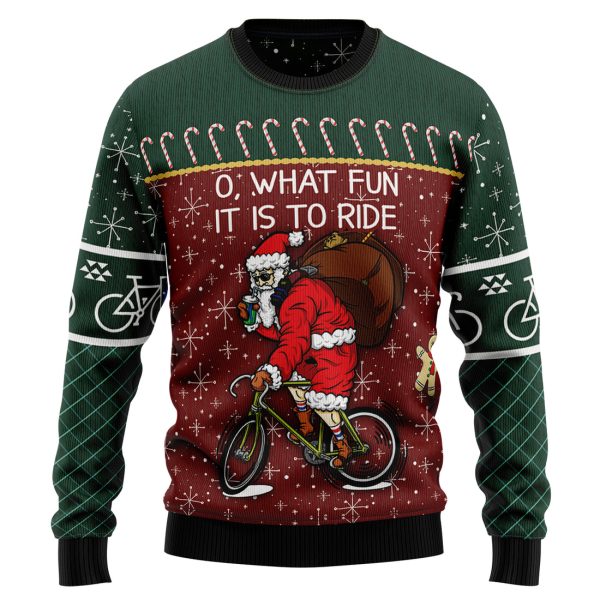 Santa Cycling Ugly Christmas Sweater Jezsport.com