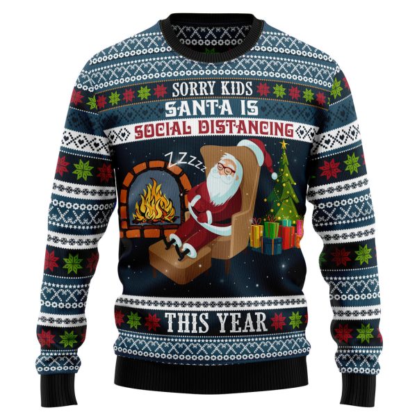 Santa Is Social Distancing Ugly Christmas Sweater , Christmas Gift Jezsport.com