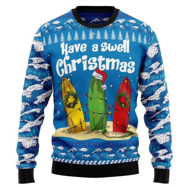 Surfer Swell Christmas Ugly Christmas Sweater, Christmas Gift Jezsport.com