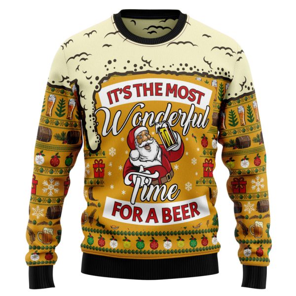 Christmas Most Wonderful Time For Beer Ugly Christmas Sweater Jezsport.com