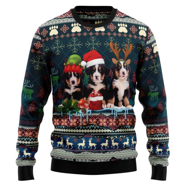 Cute Bernese Mountain Dog Christmas Ugly Christmas Sweater Jezsport.com