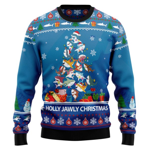 Shark Holly Jawly Christmas Ugly Christmas Sweater Jezsport.com