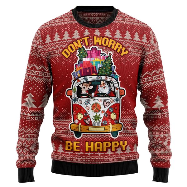 Hippie Car Ugly Christmas Sweater For Men & Women Christmas Gift Sweater Jezsport.com