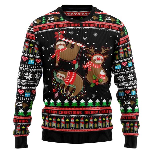 Sloth Xmas Ugly Christmas Sweater For Men & Women Christmas Gift Sweater Jezsport.com