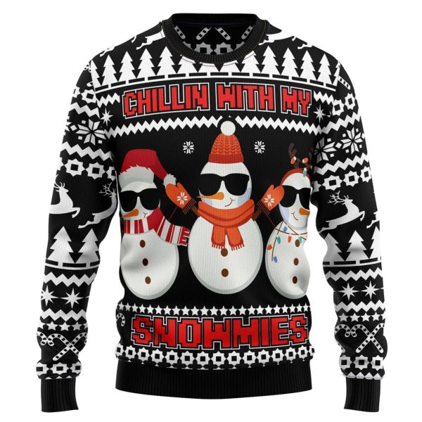 Chillin With My Snowmies Ugly Christmas Sweater For Men & Women Christmas Gift Sweater Jezsport.com