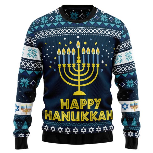 Happy Hanukkah Ugly Christmas Sweater Jezsport.com