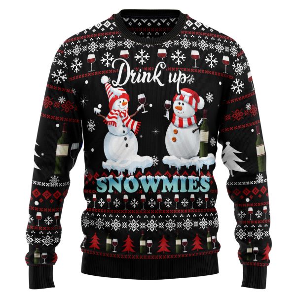 Wine Snowmies Ugly Christmas Sweater Jezsport.com