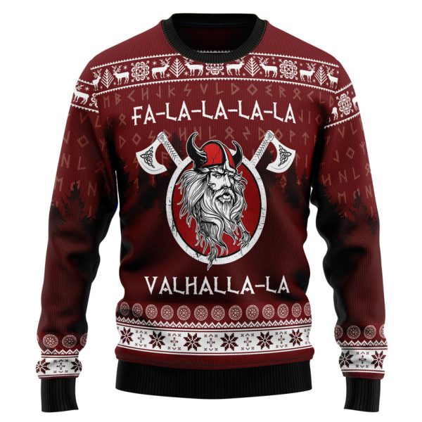 Fa-la-la-la Valhalla-la Viking Ugly Christmas Sweater Jezsport.com