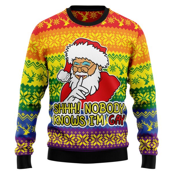 Nobody Knows I'm Gay Ugly Christmas Sweater, Christmas Gift Jezsport.com