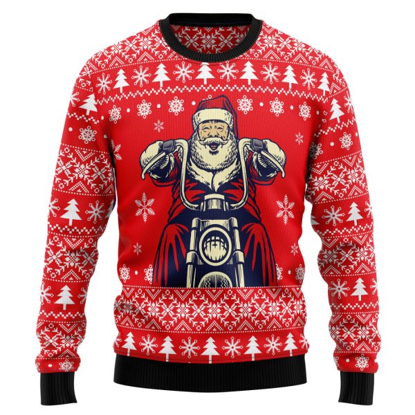 Santa Claus Ride A Motorcycle Ugly Christmas Sweater , Christmas Gift Jezsport.com