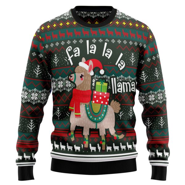 Fa-La-La-La-Llama Ugly Christmas Sweater Jezsport.com