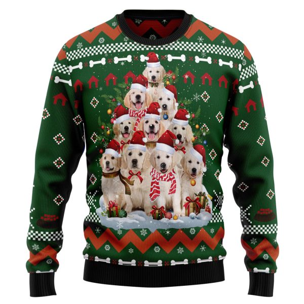 Golden Retriever Pine Tree Ugly Christmas Sweater , Christmas Gift Jezsport.com