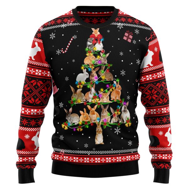 Rabbit Pine Christmas All Over Print Ugly Christmas Sweater , Christmas Gift Jezsport.com