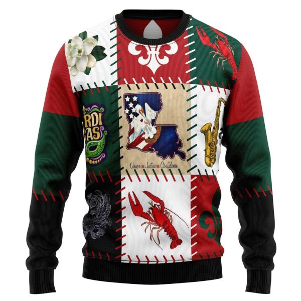 Louisiana Famous Things Ugly Christmas Sweater For Men & Women Christmas Gift Sweater Jezsport.com