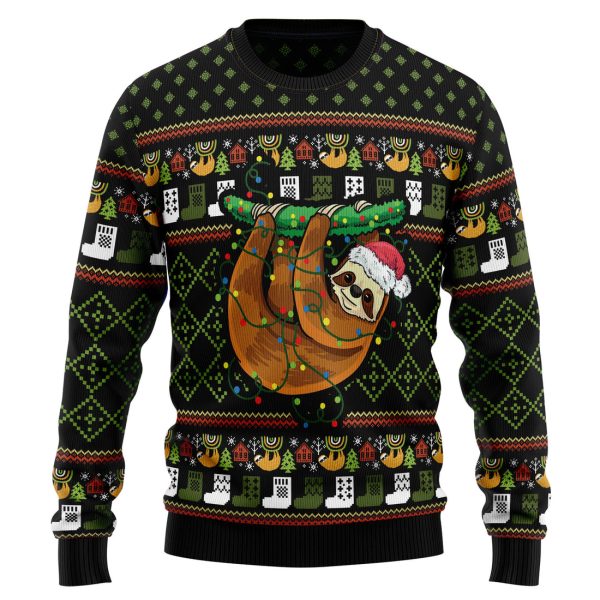 Sloth Light Ugly Christmas Sweater Jezsport.com