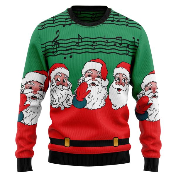 Santa Claus and Music Notes Ugly Christmas Sweater, Christmas Gift Jezsport.com