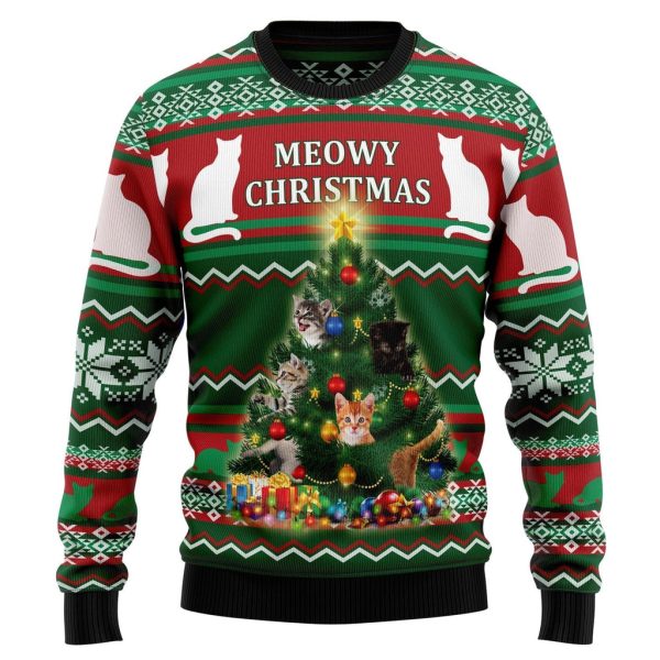 Cat Meowy Christmas Ugly Christmas Sweater For Men & Women Christmas Gift Sweater Jezsport.com