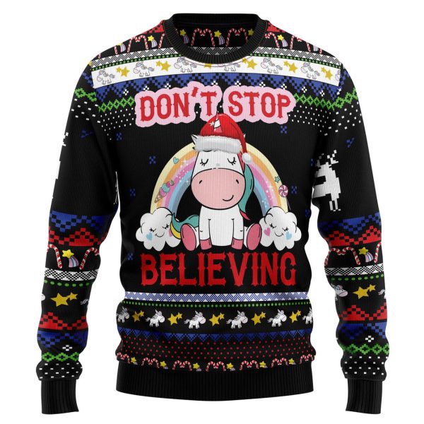 Unicorn Believing Christmas Ugly Christmas Sweater , Christmas Gift Jezsport.com