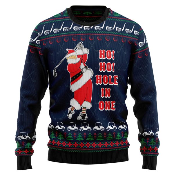 Ho Ho Hole In One Ugly Christmas Sweater Jezsport.com