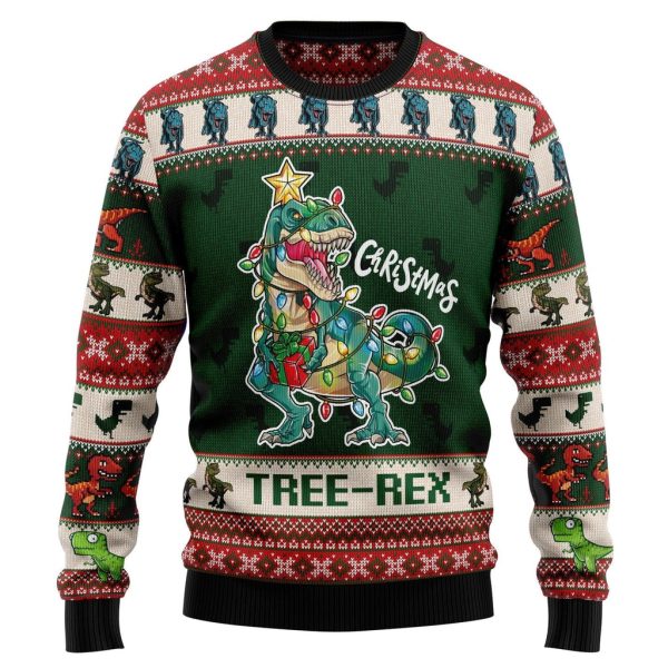 Christmas Tree Rex Ugly Christmas Sweater For Men & Women Christmas Gift Sweater Jezsport.com