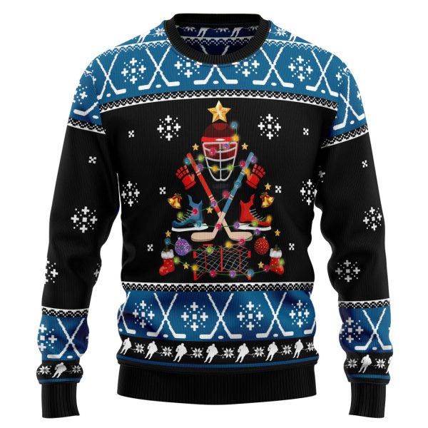 Happy Hockeyday Ugly Christmas Sweater Jezsport.com