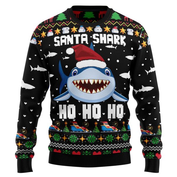 Santa Shark Ho Ho Ho Ugly Christmas Sweater , Christmas Gift Jezsport.com