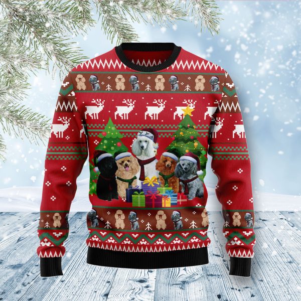 Poodle Family Snow Ugly Christmas Sweater Jezsport.com