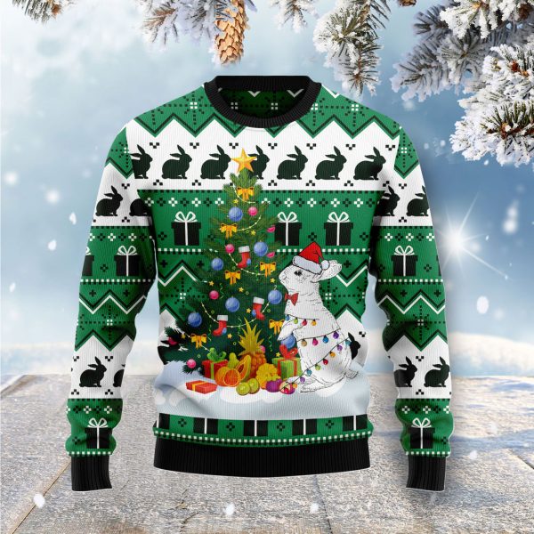 Christmas Tree Rabbit - Ugly Christmas Sweater Jezsport.com