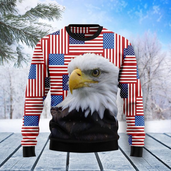 Eagle USA Flag Ugly Christmas Sweater , Christmas Gift Jezsport.com