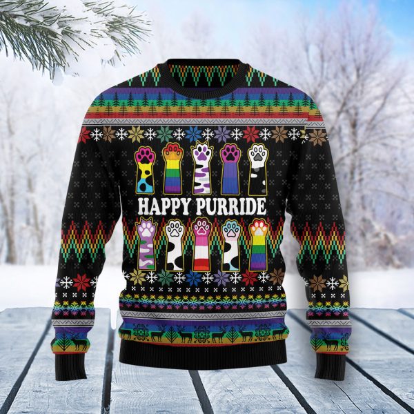 Cat LGBT Color Ugly Christmas Sweater Jezsport.com