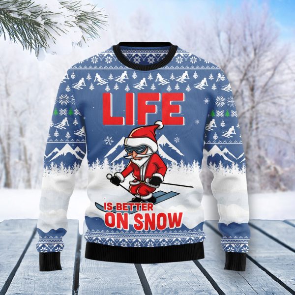 Skiing Life Is Better On Snow Ugly Christmas Sweater Jezsport.com