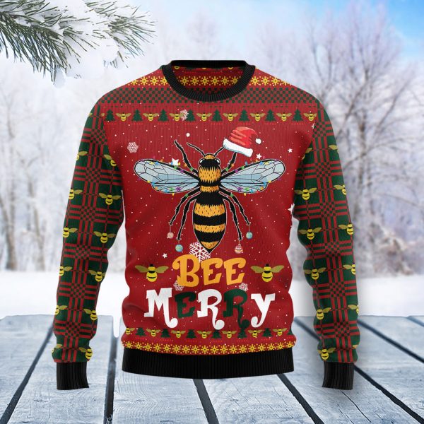 Bee Merry Ugly Christmas Sweater, Christmas Gift Jezsport.com