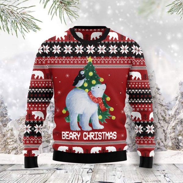 Polar Bear Beary Xmas Ugly Christmas Sweater Jezsport.com