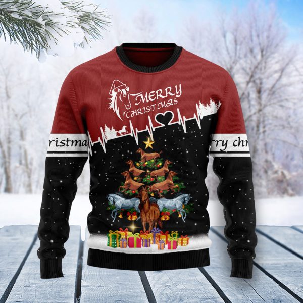 Horse Christmas Tree Ugly Christmas Sweater, Christmas Gift Jezsport.com