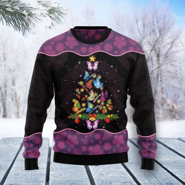 Butterfly Christmas Tree Ugly Christmas Sweater, Christmas Gift Jezsport.com