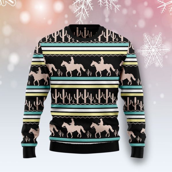 Cowboy Cactus Ugly Christmas Sweater For Men & Women Christmas Gift Sweater Jezsport.com