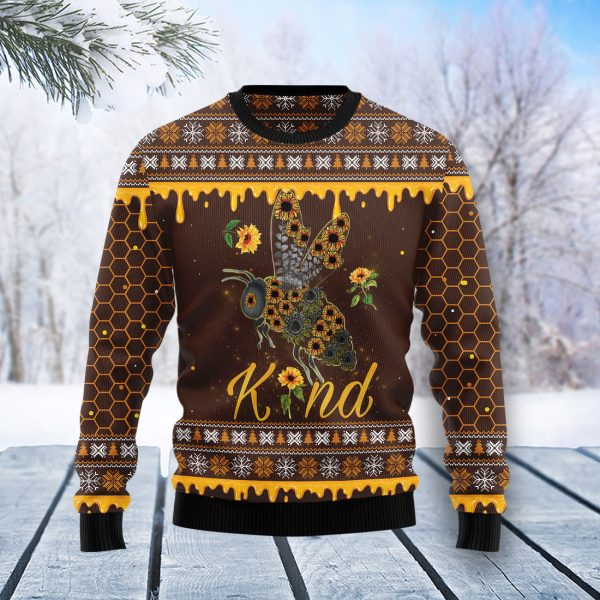 Bee Kind Sunflower Ugly Christmas Sweater Jezsport.com