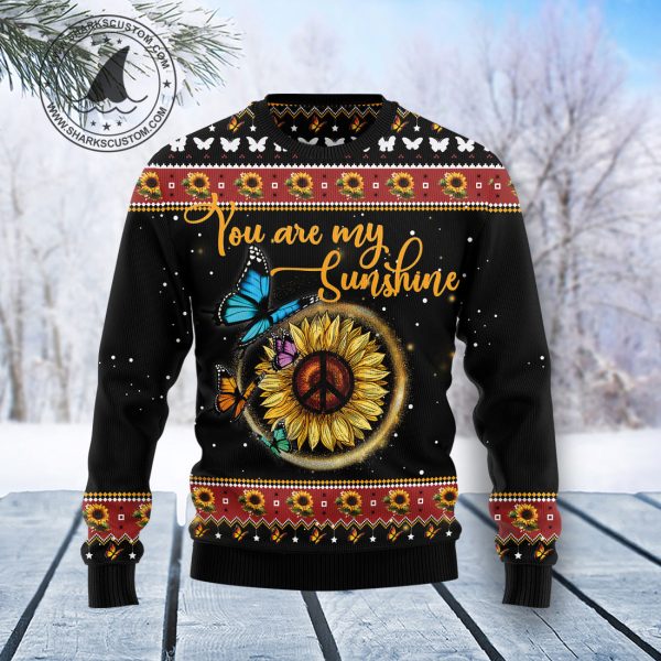 Butterfly Sunshine Ugly Christmas Sweater Jezsport.com