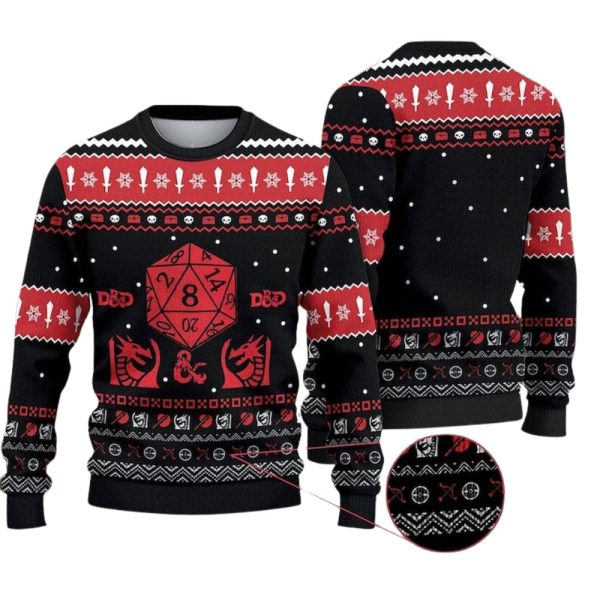 D&D Dragon Ugly Christmas Sweater For Men & Women Christmas Gift Sweater Jezsport.com