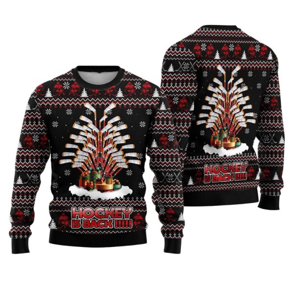 Hockey Is Back Ugly Christmas Sweater For Men & Women Christmas Gift Sweater Jezsport.com